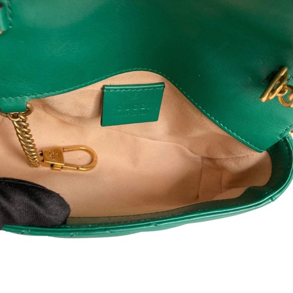 Gucci mini Marmont Green Leather Crossbody Bag - Picture 8 of 10